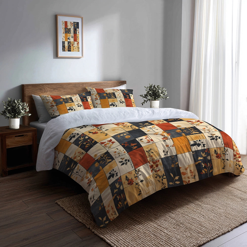 Country / Farmhouse Bedding Set - Harvest Quilt Duvet Cover And Cushion Set