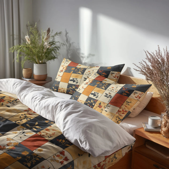 Country / Farmhouse Bedding Set - Harvest Quilt Duvet Cover And Cushion Set