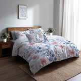 French Country Bedding Set of 5 - Soft Toile Duvet Cover And Throw Cushion Set