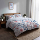 French Country Bedding Set of 5 - Soft Toile Duvet Cover And Throw Cushion Set