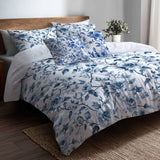 Toile Bedding Set 5 Pcs - French Garden Toile Duvet Cover And Throw Pillow Set