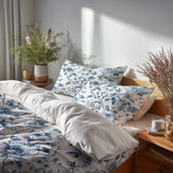 Toile Bedding Set 5 Pcs - French Garden Toile Duvet Cover And Throw Pillow Set