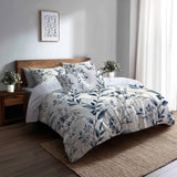 Toile 5 Pcs Bedding Set - Botanical Toile Duvet Cover And Pillow Set