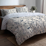 Toile Bedding Set 5 Pcs - Meadow Toile Duvet Cover And Throw Pillow Set