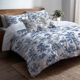 Modern Bedding Set of 5 - Toile Wash Duvet Cover And Throw Pillow Set