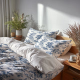 Modern Bedding Set of 5 - Toile Wash Duvet Cover And Throw Pillow Set