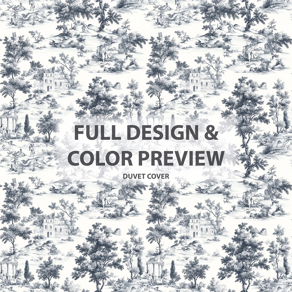 Toile 5 Pcs Bedding Set - Toile Wash Duvet Cover And Pillow Set