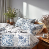 French Country Bedding Set - Timeless Toile Duvet Cover And Cushion Set