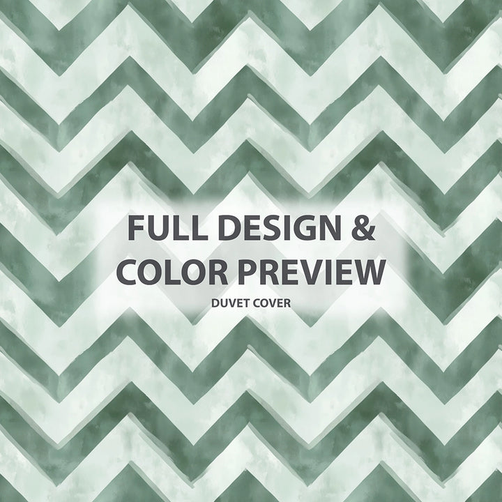 Chevron Bedding Set - Green And White Sage Chevron Duvet Cover Set