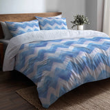 Boho 3 Pcs Bedding Set - Blue And White Cloud Chevron Duvet Cover with Shams