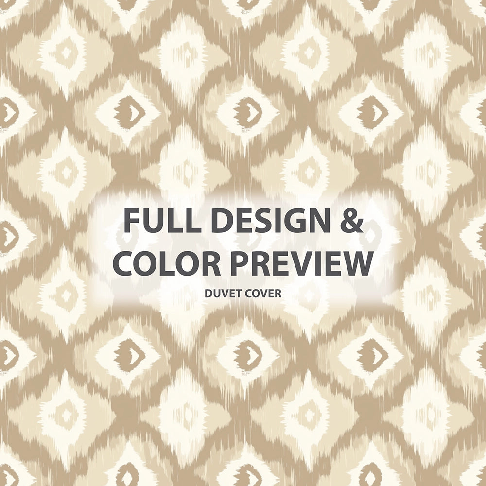 Ikat Duvet Cover Set of 5 - Neutral Ikat Bedding And Throw Pillow Set