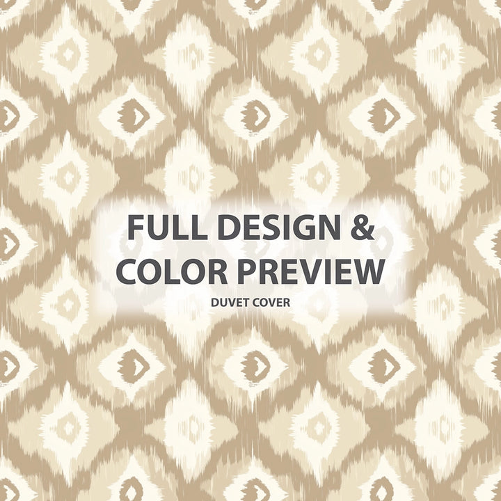 Ikat Duvet Cover Set of 5 - Neutral Ikat Bedding And Throw Pillow Set
