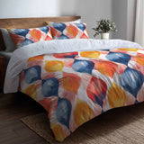 Modern Bedding Set of 5 - Blue And Orange Geo Ikat Duvet Cover And Throw Pillow Set
