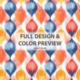 Modern Bedding Set of 5 - Blue And Orange Geo Ikat Duvet Cover And Throw Pillow Set