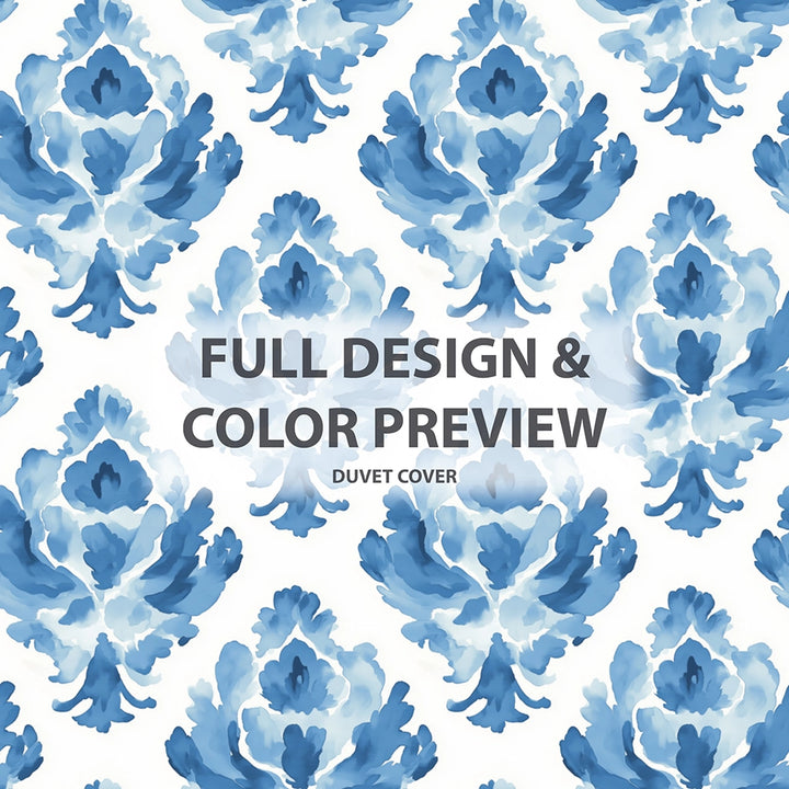 Ikat Duvet Cover Set of 5 - Blue And White Cloud Ikat Bedding And Throw Pillow Set