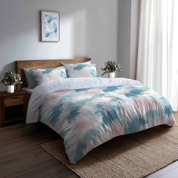 Ikat Duvet Cover Set of 3 - Pink And Blue Cloud Ikat Bedding Set