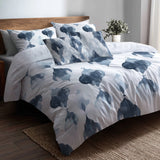 Modern Bedding Set of 5 - Grey And White Mist Ikat Duvet Cover And Throw Pillow Set