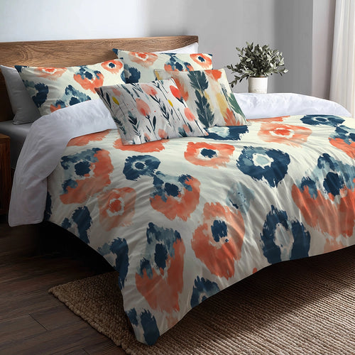 Ikat Duvet Cover Set of 5 - Meadow Ikat Bedding And Throw Pillow Set