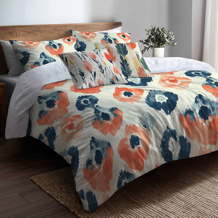 Ikat Duvet Cover Set of 5 - Meadow Ikat Bedding And Throw Pillow Set