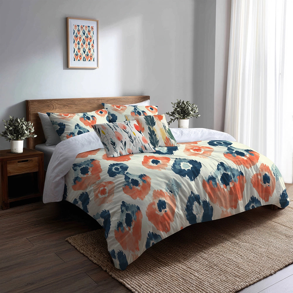 Ikat Duvet Cover Set of 5 - Meadow Ikat Bedding And Throw Pillow Set