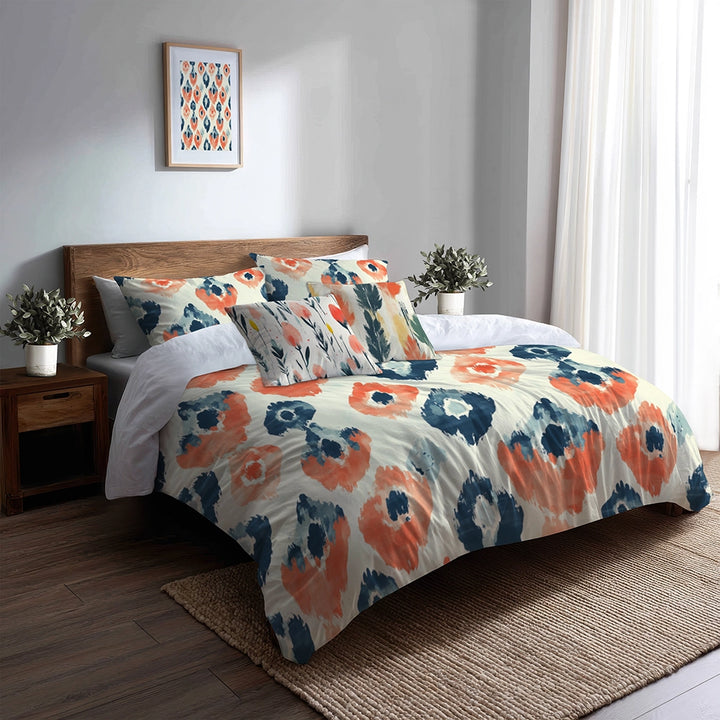 Ikat Duvet Cover Set of 5 - Meadow Ikat Bedding And Throw Pillow Set