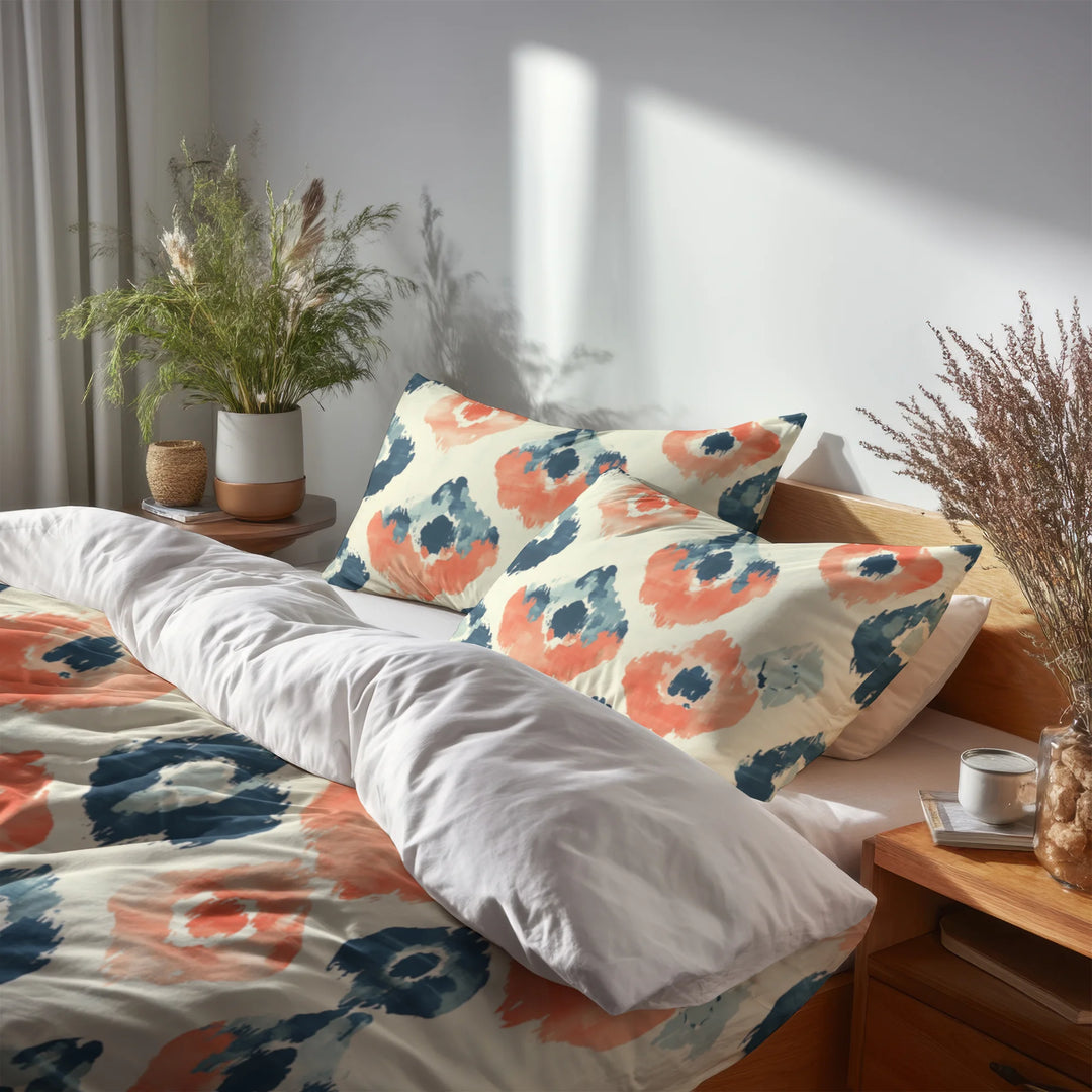 Ikat Duvet Cover Set of 5 - Meadow Ikat Bedding And Throw Pillow Set