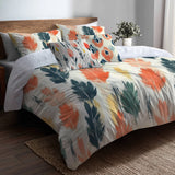 Boho Bedding Set of 5 - Meadow Ikat Duvet Cover And Throw Cushion Set