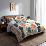 Boho Bedding Set of 5 - Meadow Ikat Duvet Cover And Throw Cushion Set