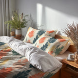 Boho Bedding Set of 5 - Meadow Ikat Duvet Cover And Throw Cushion Set