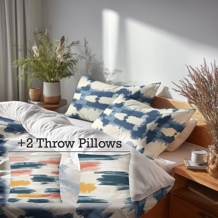 Modern Bedding Set - Horizon Ikat Duvet Cover And Cushion Set