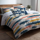 Modern Bedding Set of 5 - Horizon Ikat Duvet Cover And Throw Pillow Set
