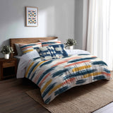 Modern Bedding Set of 5 - Horizon Ikat Duvet Cover And Throw Pillow Set