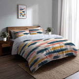 Modern Bedding Set of 5 - Horizon Ikat Duvet Cover And Throw Pillow Set