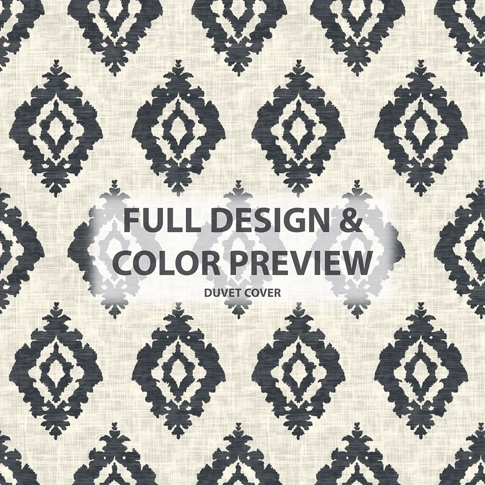 Ikat Duvet Cover Set of 5 - Black And Beige Ikat Bedding And Throw Pillow Set