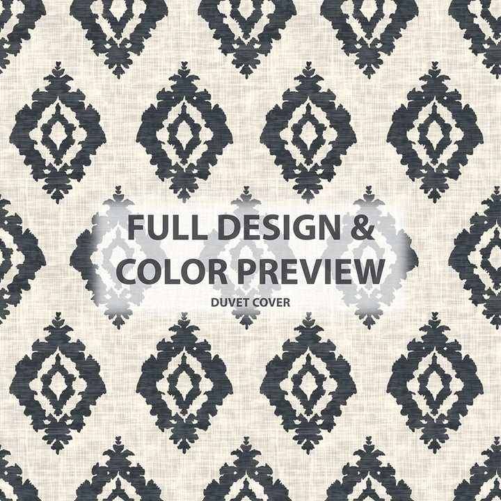 Ikat Duvet Cover Set of 5 - Black And Beige Ikat Bedding And Throw Pillow Set