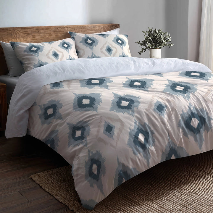 Modern Bedding Set of 3 - Calm Diamond Ikat Duvet Cover Set