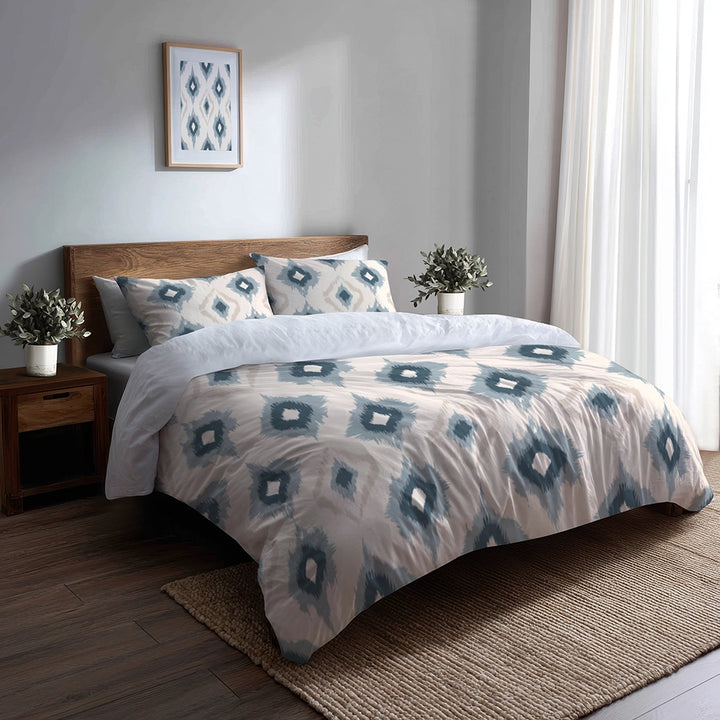 Modern Bedding Set of 3 - Calm Diamond Ikat Duvet Cover Set