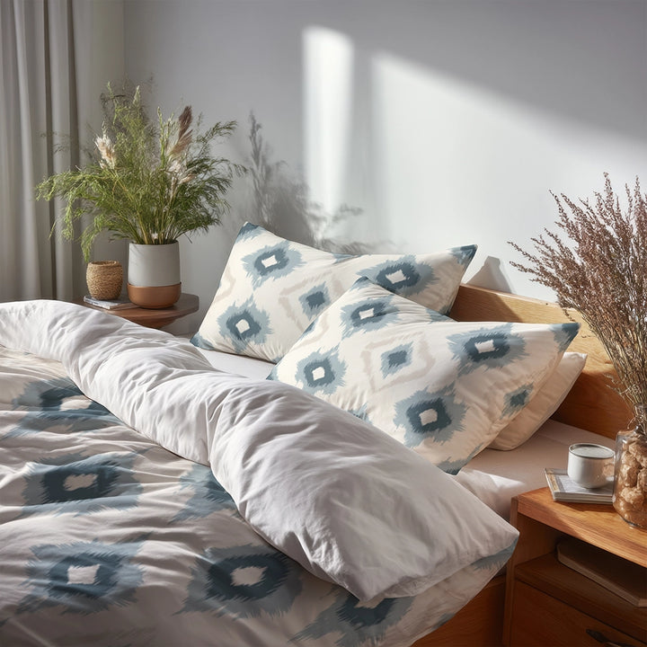 Modern Bedding Set of 3 - Calm Diamond Ikat Duvet Cover Set