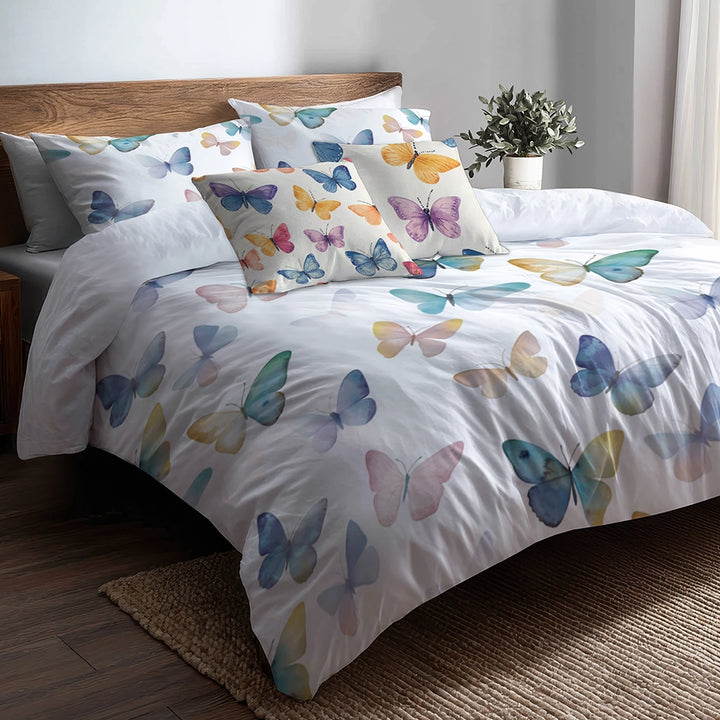 French Country Bedding Set - Butterfly Air Duvet Cover And Cushion Set