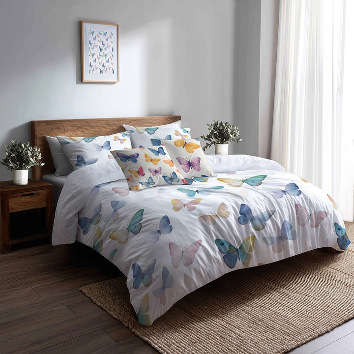 French Country Bedding Set - Butterfly Air Duvet Cover And Cushion Set
