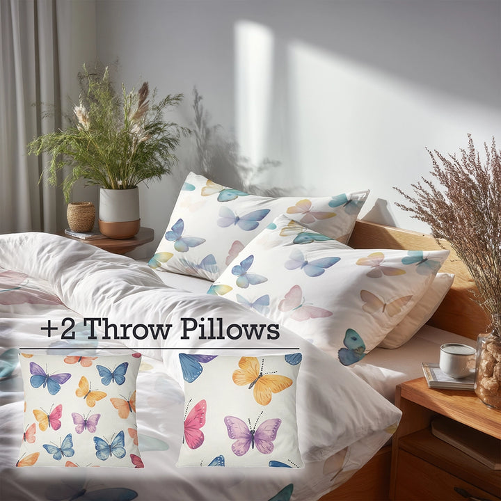 French Country Bedding Set - Butterfly Air Duvet Cover And Cushion Set