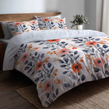 French Country Bedding Set of 5 - Bloom Line Of Poppies Duvet Cover And Throw Pillow Set