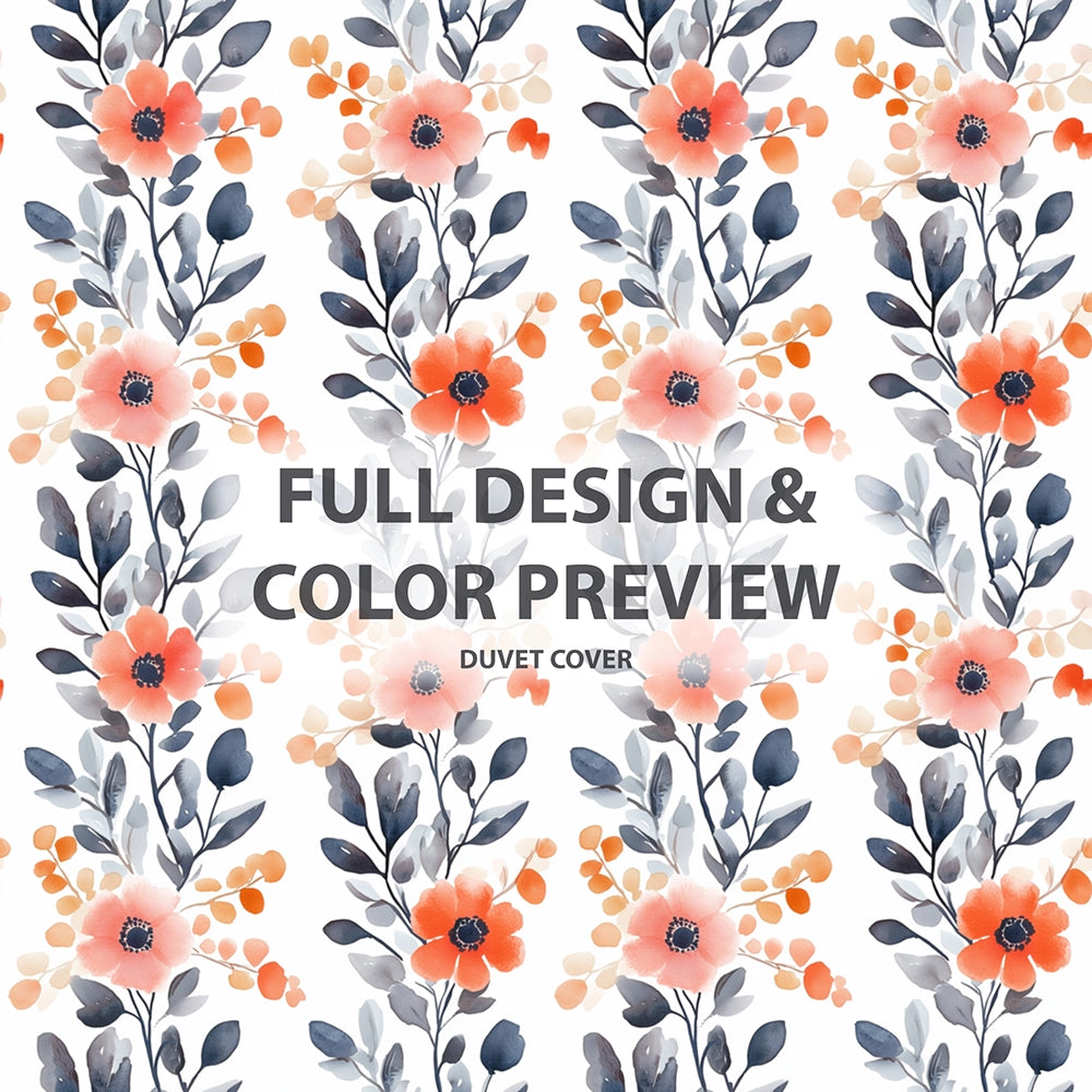 French Country Bedding Set of 5 - Bloom Line Of Poppies Duvet Cover And Throw Pillow Set