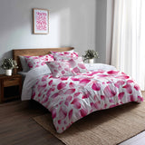 Abstract Bedding Set 5 Pcs - Petal Dust Duvet Cover And Throw Pillow Set