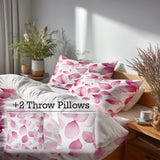 Abstract Bedding Set 5 Pcs - Petal Dust Duvet Cover And Throw Pillow Set