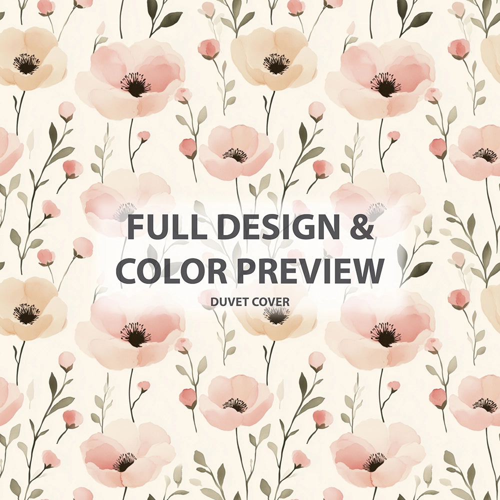 Floral 5 Pcs Bedding Set - Blush Fields Duvet Cover And Pillow Set