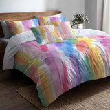 Ombre Bedding Set 5 Pcs - Rainbow Air Duvet Cover And Throw Pillow Set