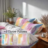 Ombre Bedding Set 5 Pcs - Rainbow Air Duvet Cover And Throw Pillow Set