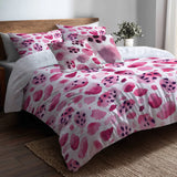 Modern Bedding Set of 5 - Soft Pink Leopard Print Duvet Cover And Throw Cushion Set