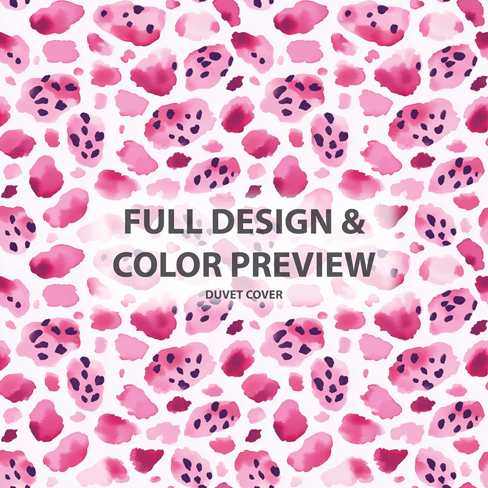 Modern Bedding Set of 5 - Soft Pink Leopard Print Duvet Cover And Throw Cushion Set